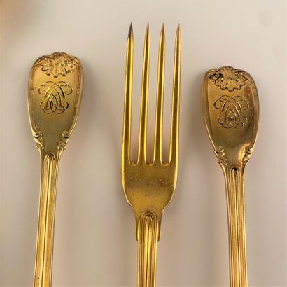 CARDEILHAC
Six couverts en vermeil modèle...
