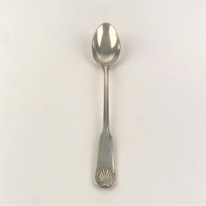 Cuillère à ragoût en argent, modèle coquille,...