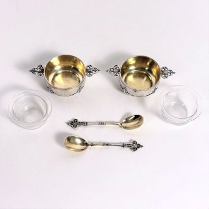 CARDEILHAC
Paire de salerons en argent, avec...