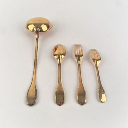 Partie de ménagère (49 pièces) en vermeil,...