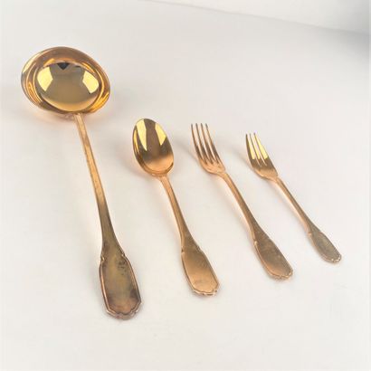 Partie de ménagère (49 pièces) en vermeil,...