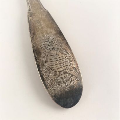 Cuillère à ragoût en argent, modèle Uniplat....