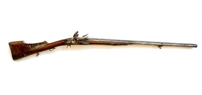Fusil double à silex, canons en table rond...