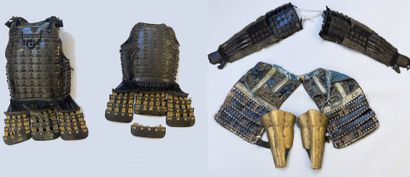 Lot de pièces composites d'une armure japonaise...