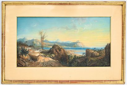 Ecole napolitaine début XXème
Baie de Naples
Gouache...