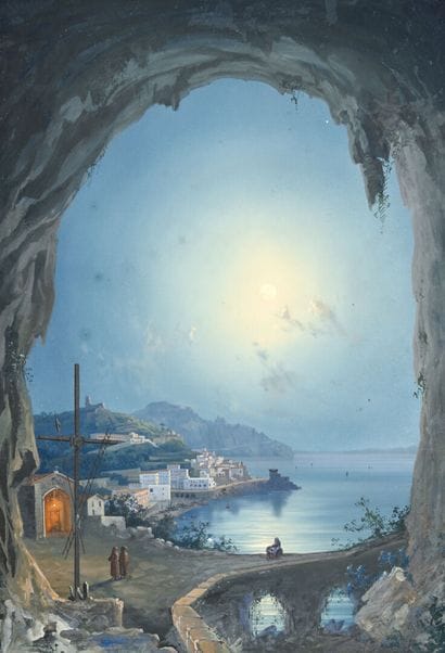 Ecole napolitaine début XXème
Baie de Naples
Gouache...