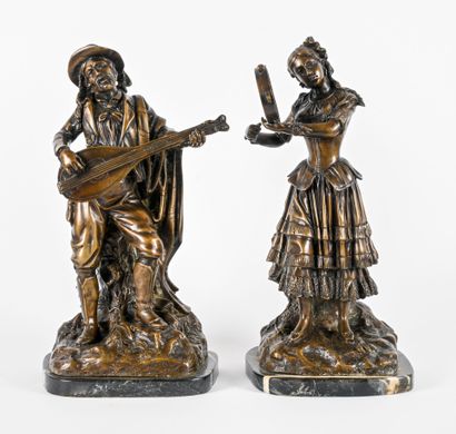 ECOLE FRANCAISE XXe
Couple de gitans musiciens
Bronze...