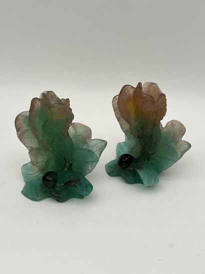 DAUM France
Paire de bougeoirs en pate de...