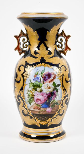 VALENTINE, XIXe
Important vase polychrome...