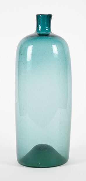 Bouteille en verre soufflé bleu de 