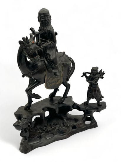 Groupe en bronze représentant lao tseu sur...