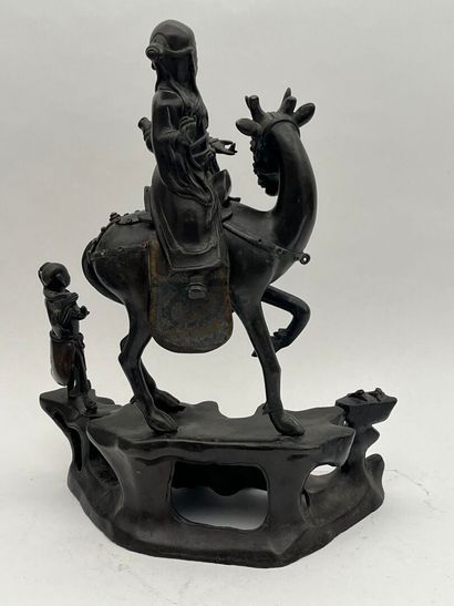 Groupe en bronze représentant lao tseu sur...