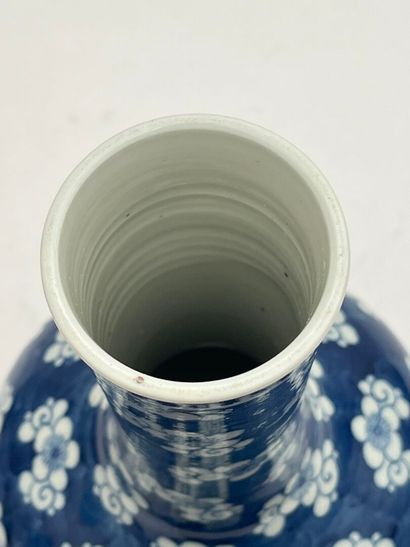 Vase bouteille en porcelaine bleu blanc,...