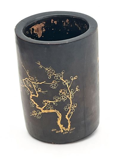 Porte pinceaux bitong en bois, à décor de...