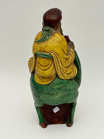 Zhoulao sur son daim, avec la pêche de longévité
Grès...