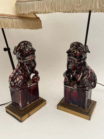 Paire de chiens de Fô en céramique 
