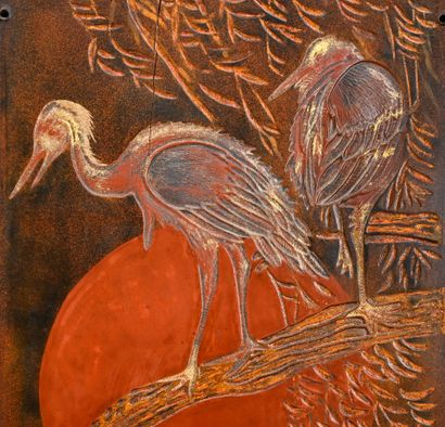 PHAM HAU (1903-1995)
Paravent à quatre feuilles...