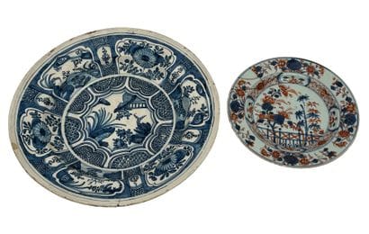Plat creux en porcelaine blanc bleu àb décor...