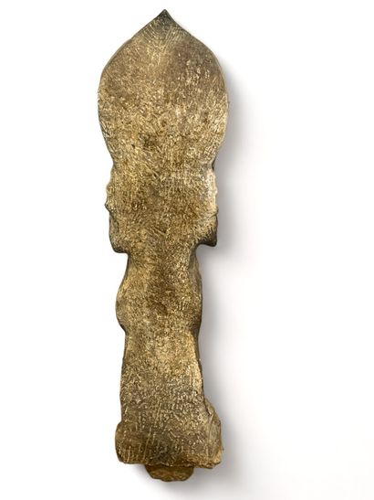Stèle bouddhique en calcaire gris sculptée.
Chine,...