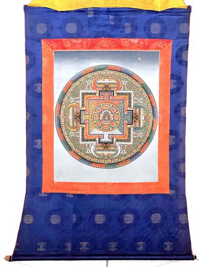 Tanka à décor de Mandala avec Bouddha et...