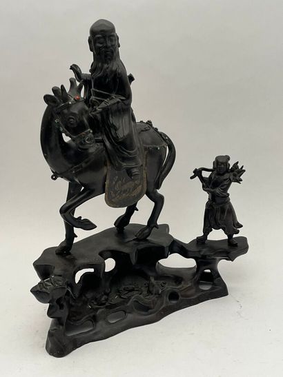 Groupe en bronze représentant lao tseu sur...