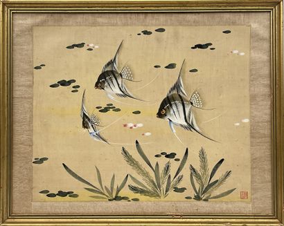 Peinture sur soie.
Poissons
Vietnam, milieu...