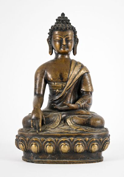Groupe en bronze représentant Bouddha en...