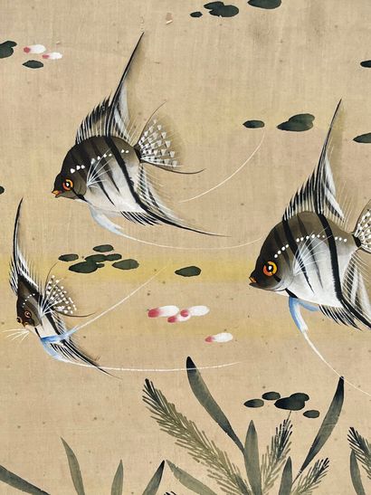 Peinture sur soie.
Poissons
Vietnam, milieu...