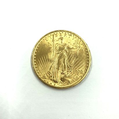 1 pièce de 20 Dollars or
1908
Etat et rayures...