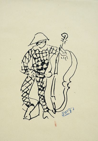 Jean POUGNY (1892-1956)
Harlequin with cello
Ink...