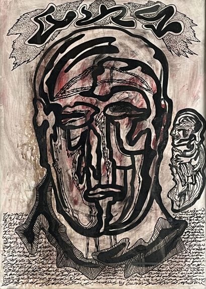 Michel BATLLE (1946)
Portrait 
Mixed media...