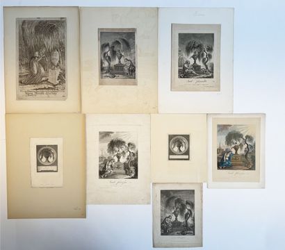 Set of eight seditious engravings including...