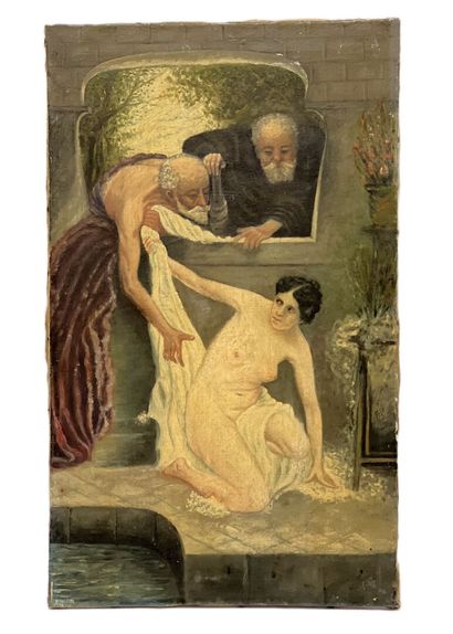 XXth NAIVE SCHOOL
Suzanne and the Old Men
Oil...