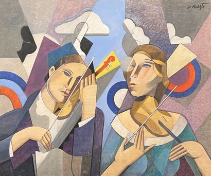 Bela DE KRISTO (1920-2006)
Duo of musicians
Oil...