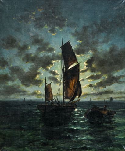 FRENCH SCHOOL
Marine
Oil on canvas, trace...