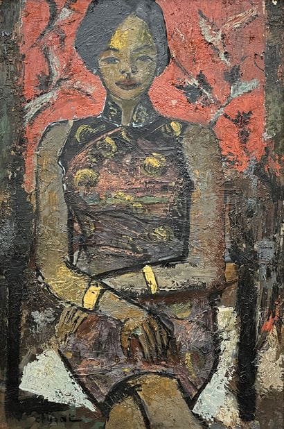 Roger CRUSAT (1917-1994) 
Young Asian Woman
Oil...