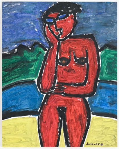 Christian DURIAUD (1944)
Red nude,1980
Oil...