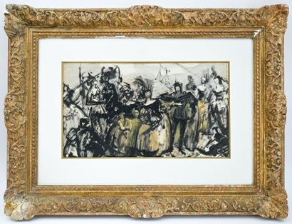 MODERN SCHOOL
Court scene
Grease pencil and...