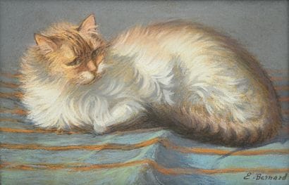 E. BERNARD (20th)
Cat
Pastel signed lower...