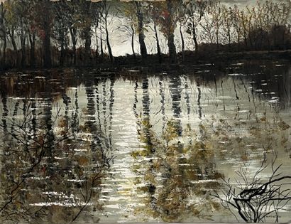 SAINT ALBAN (1913-2015): 
Pond and undergrowth
Oil...