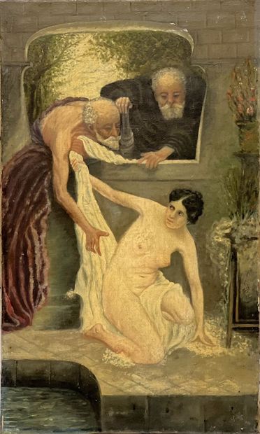 XXth NAIVE SCHOOL
Suzanne and the Old Men
Oil...