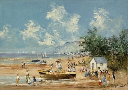 Gérald MARIN (born 1975)
Animated beach
Oil...