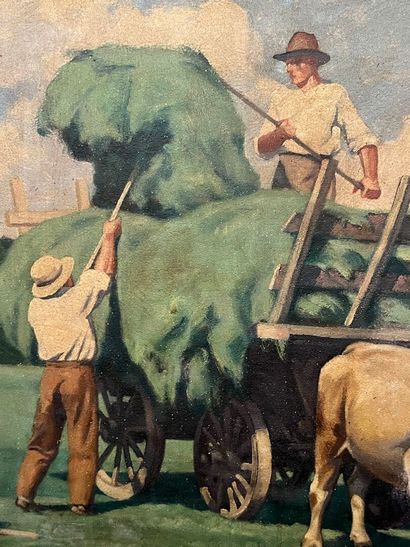 René MICHAULT (20th)
Harvest day
Oil on card...