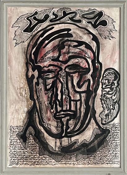 Michel BATLLE (1946)
Portrait 
Mixed media...