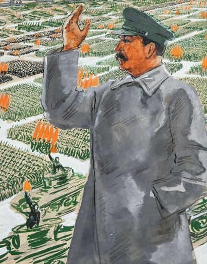20th CENTURY RUSSIAN SCHOOL
Portrait of Stalin
Watercolor
30...