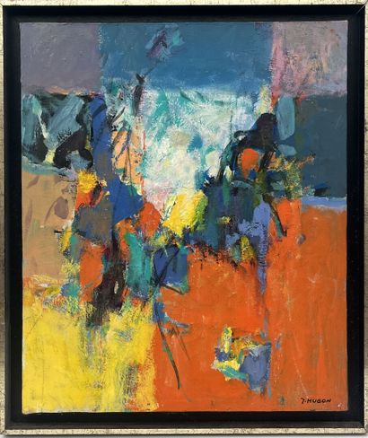 Jean HUGON (1919-1990). 
Red landscape. 
Oil...
