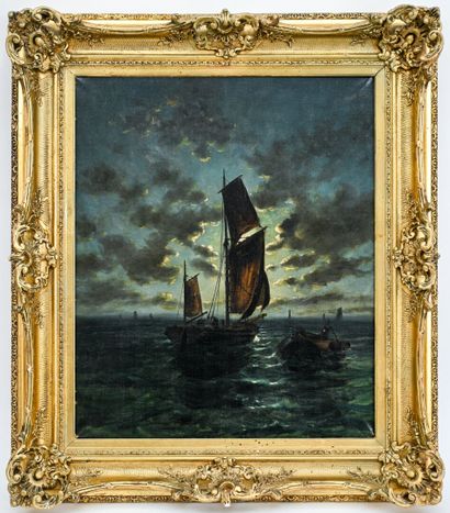 FRENCH SCHOOL
Marine
Oil on canvas, trace...