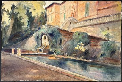 Aymeric de PANAT (1885-1965)
Pond and fountain...