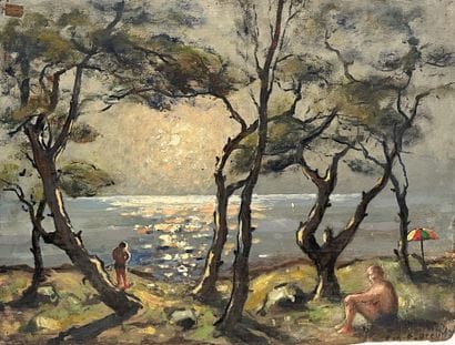 Gabriel BREUIL (1885-1969)
On the beach 
Oil...