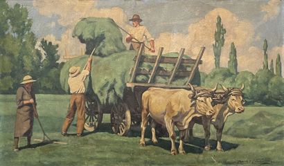 René MICHAULT (20th)
Harvest day
Oil on card...